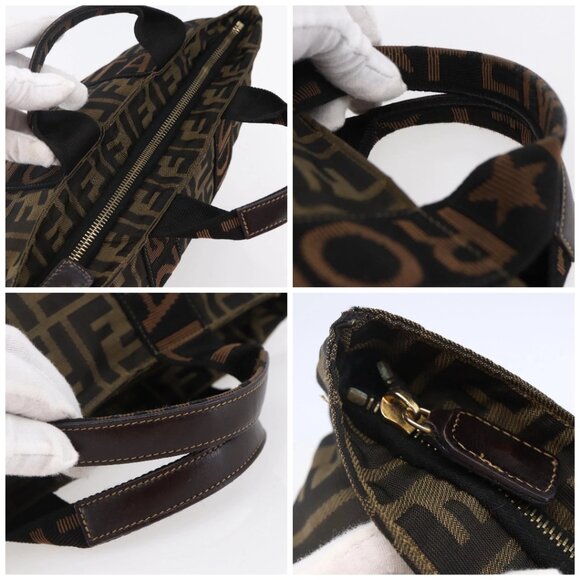 FENDI Zucca Canvas Hand Bag Black Brown Auth 148958 - Picture 16 of 16